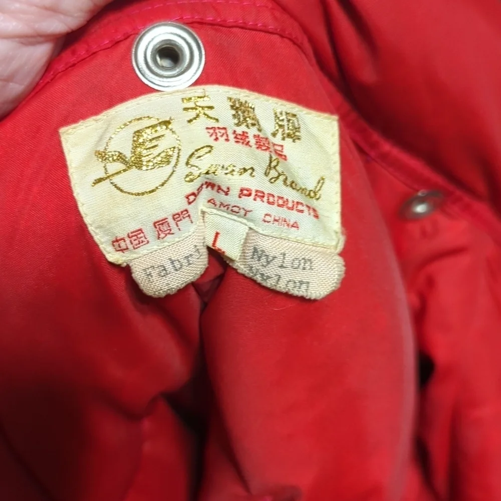 Vintage Swan Brand Down Full Zip Hooded Puffer Jacket